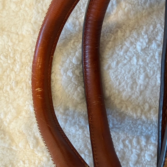 Dooney & Bourke Pebbled Leather Satchel Tote Brown Red Lining - Picture 14 of 14